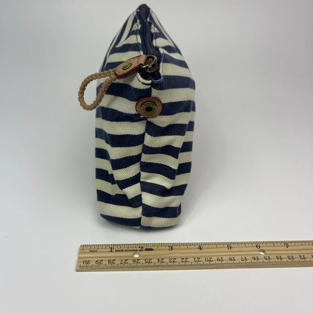 Tommy Hilfiger Cosmetic Makeup Zippered‎ Pouch Cloth Classic Stripes Vintage